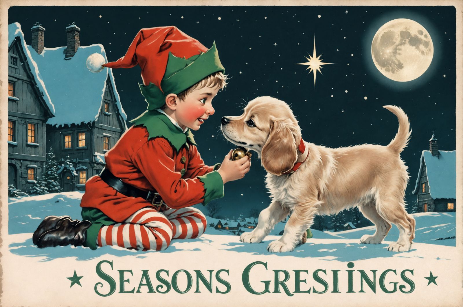 Christmas Elf Playing with Puppy  by @Souldier