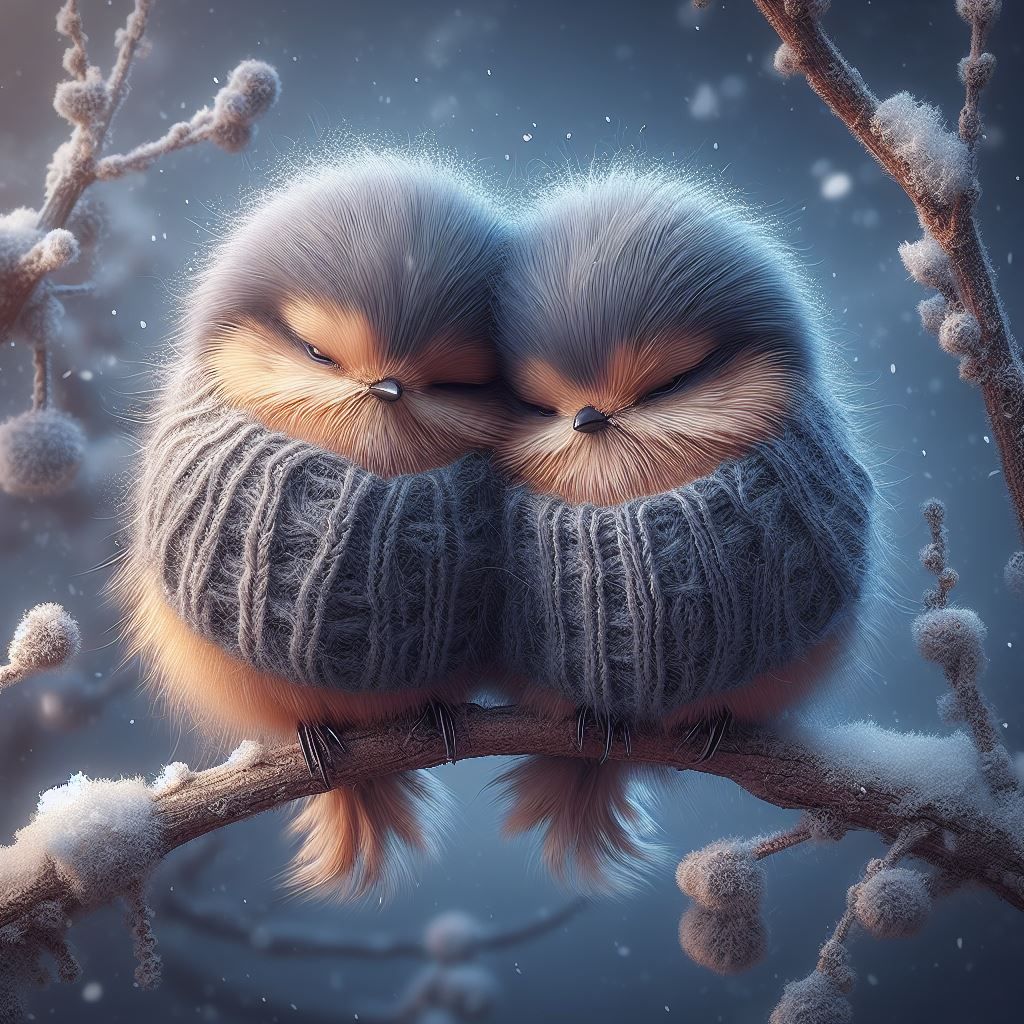 two cute fluffy birds