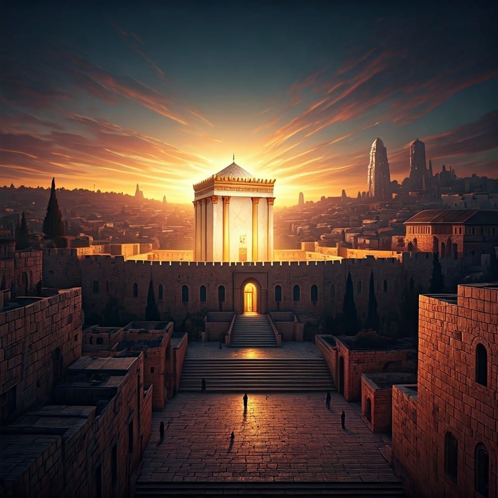 Jerusalem Temple Radiating Golden Light