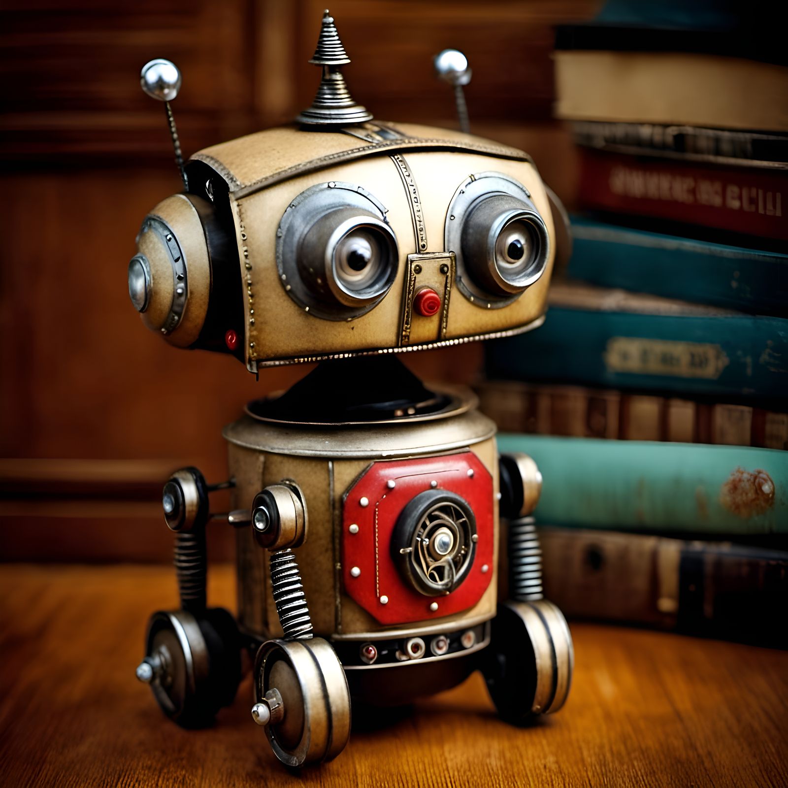 Adorable cute Vintage robot toy made of recycled waste, cardboard, tin ...