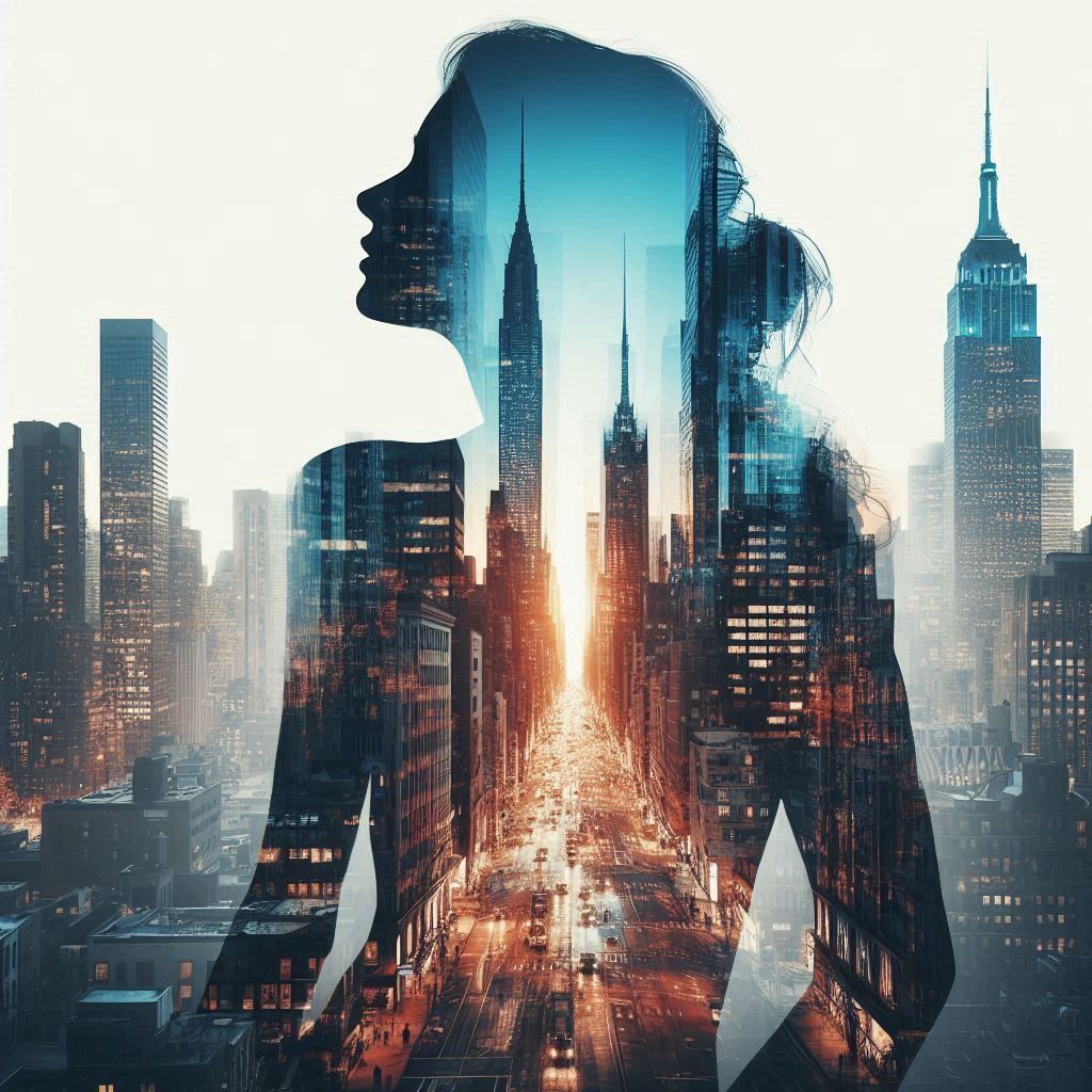 double exposure beautiful fantasy portrait landscape..