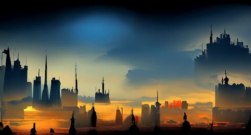 A Negative Space Depiction of a City Skyline