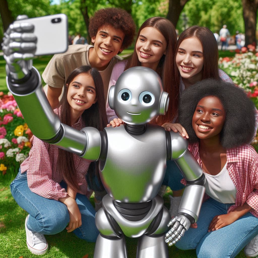 Robot takes selfie (Dall-e 3)