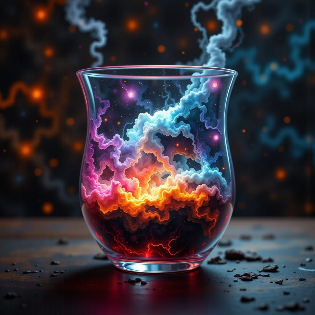 storm in a glass cup <lora:ThingsInGlassCups:1.0> steampunk engine cyberpunk 2099 blade runner 2049 neon 