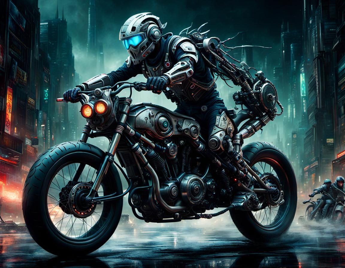 Cyborg Biker - AI Generated Artwork - NightCafe Creator