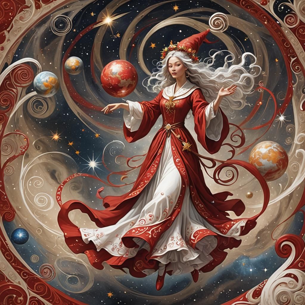 Red and white swirls danced around the globe, as the very be...