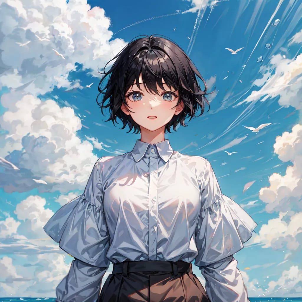 Moon happy in the clouds