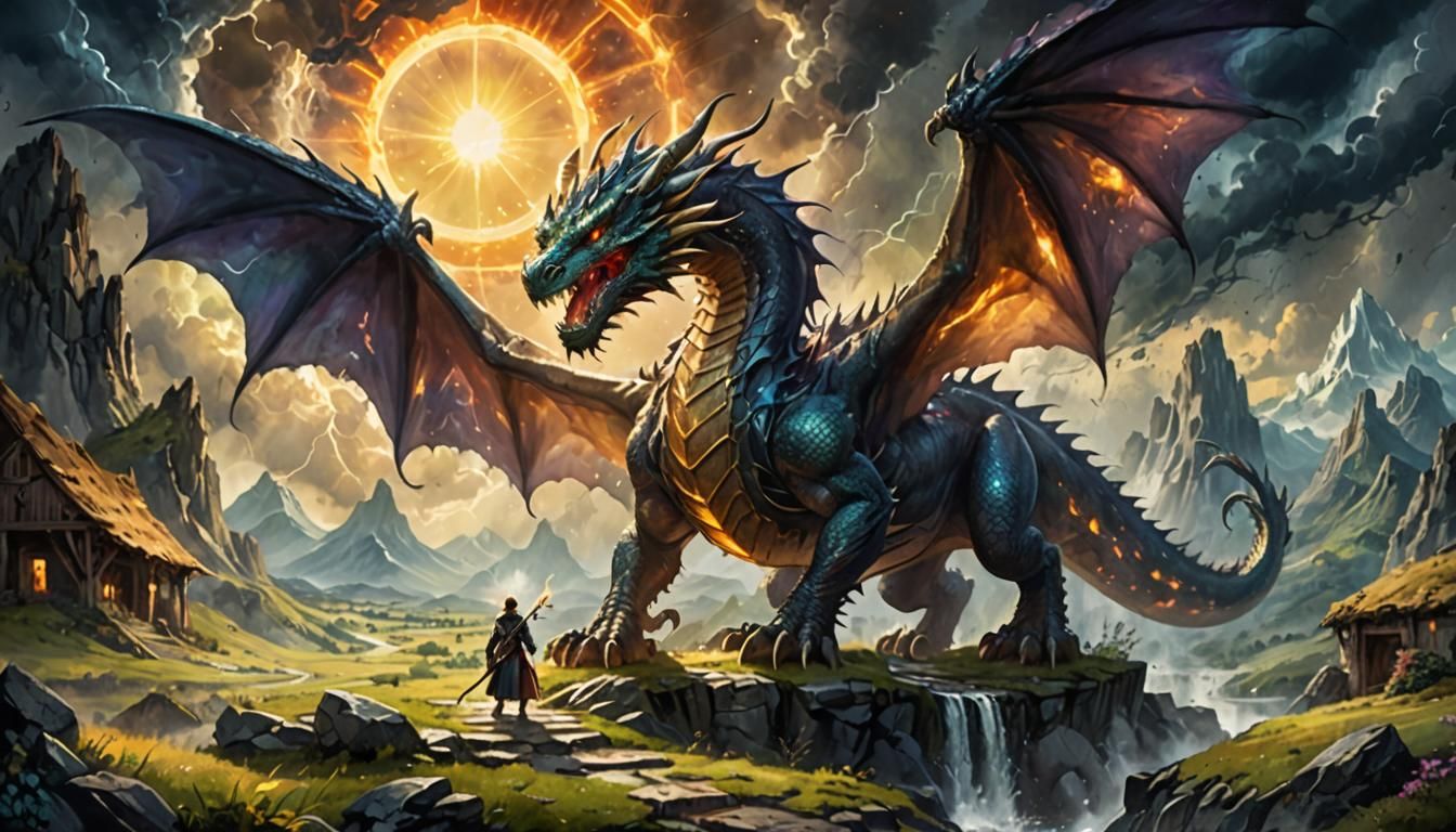 dragon preparing to take flight  by @undefined