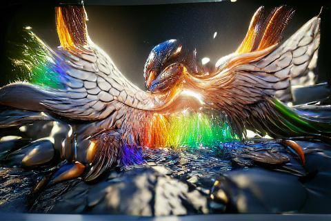 8k resolution detailed unreal engine majestic rainbow phoeni...