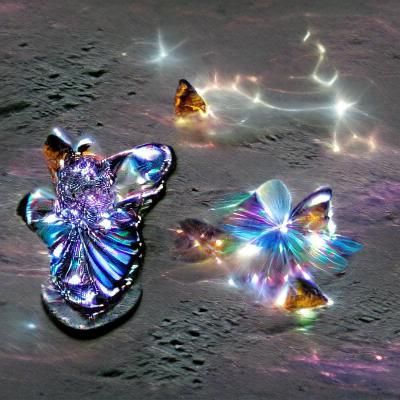 Cosmic shimmering crystal butterfly