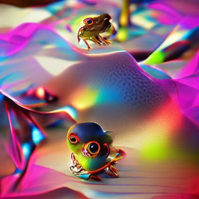 Techno Frog 8k resolution surrealism psychedelic anime volum...