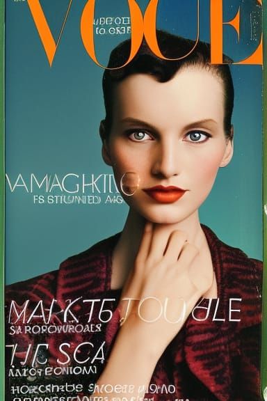 Vintage Vogue Fashion Cover#29 Close-up portrait, color port...