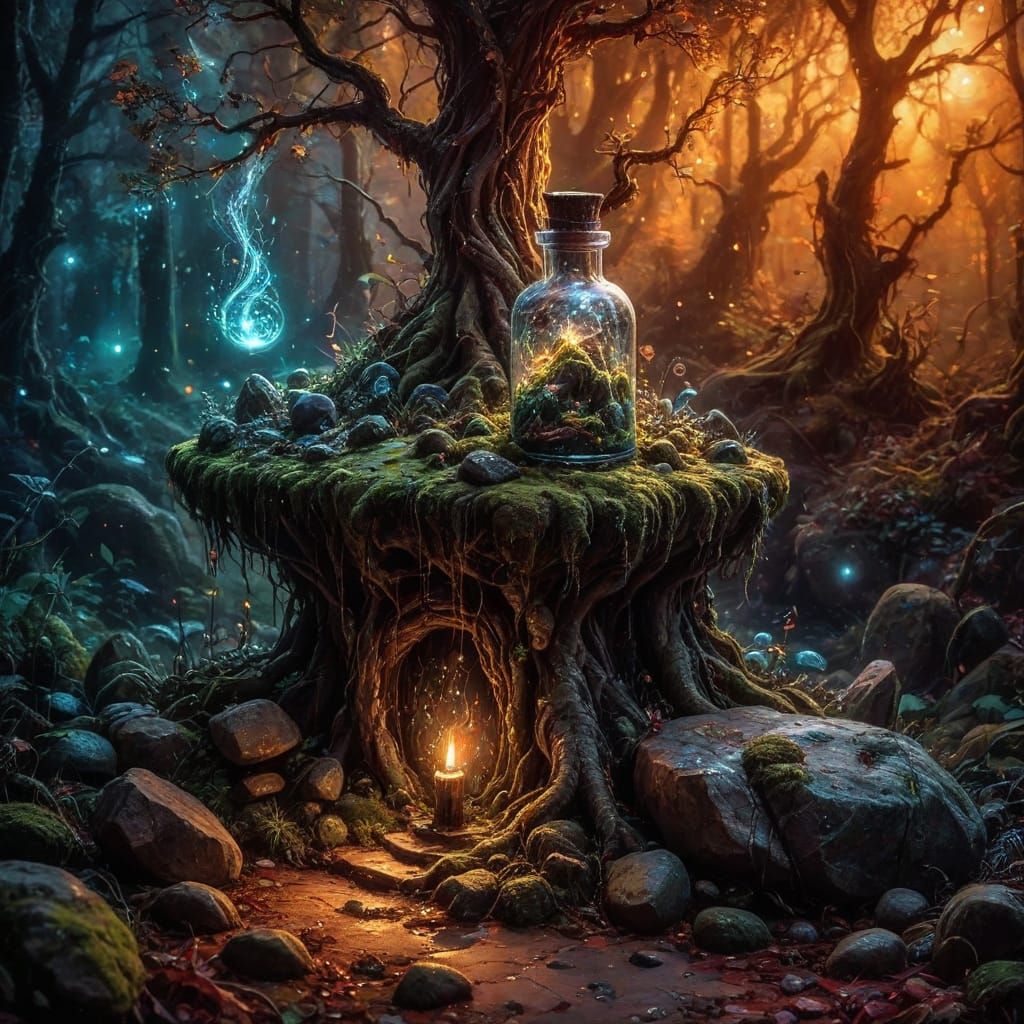 Enchanted Vial in Moonlit Clearing ✨