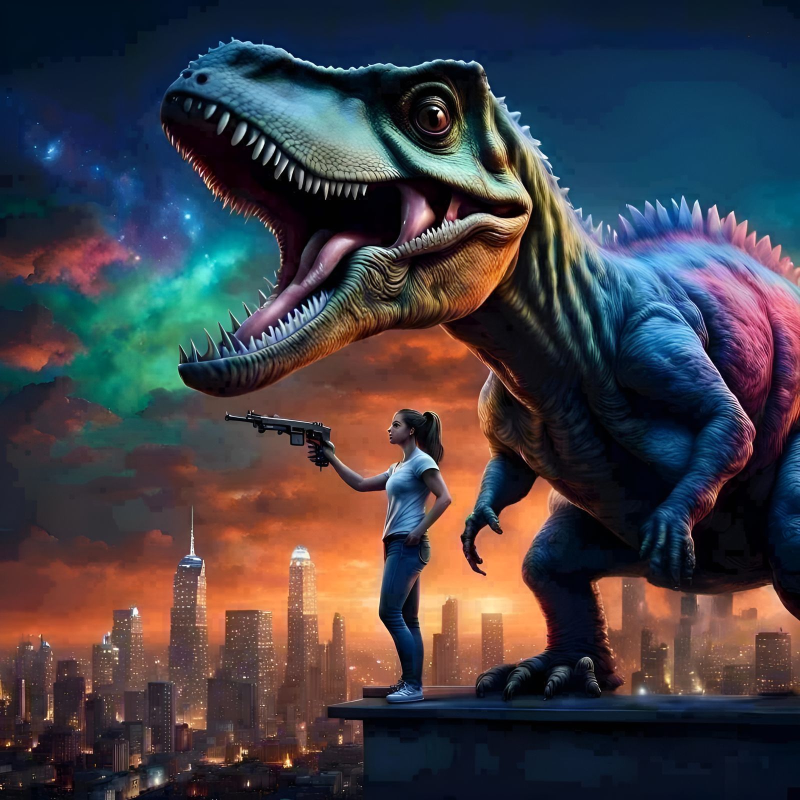 Sarah Got Herself a Gun and a Dinosaur and Things Are About to Get Real  by @OddLilDuck