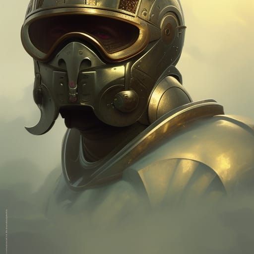 Cataphract Greek helmet pilot warrior head and shoulders por...