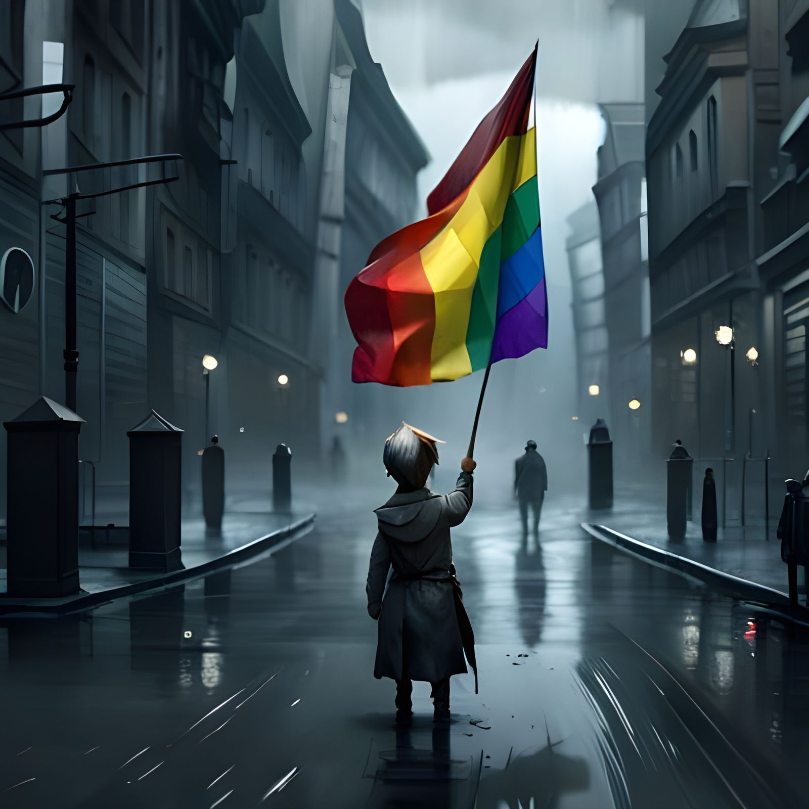 Epic 3D Render of Pride Flag in Rain