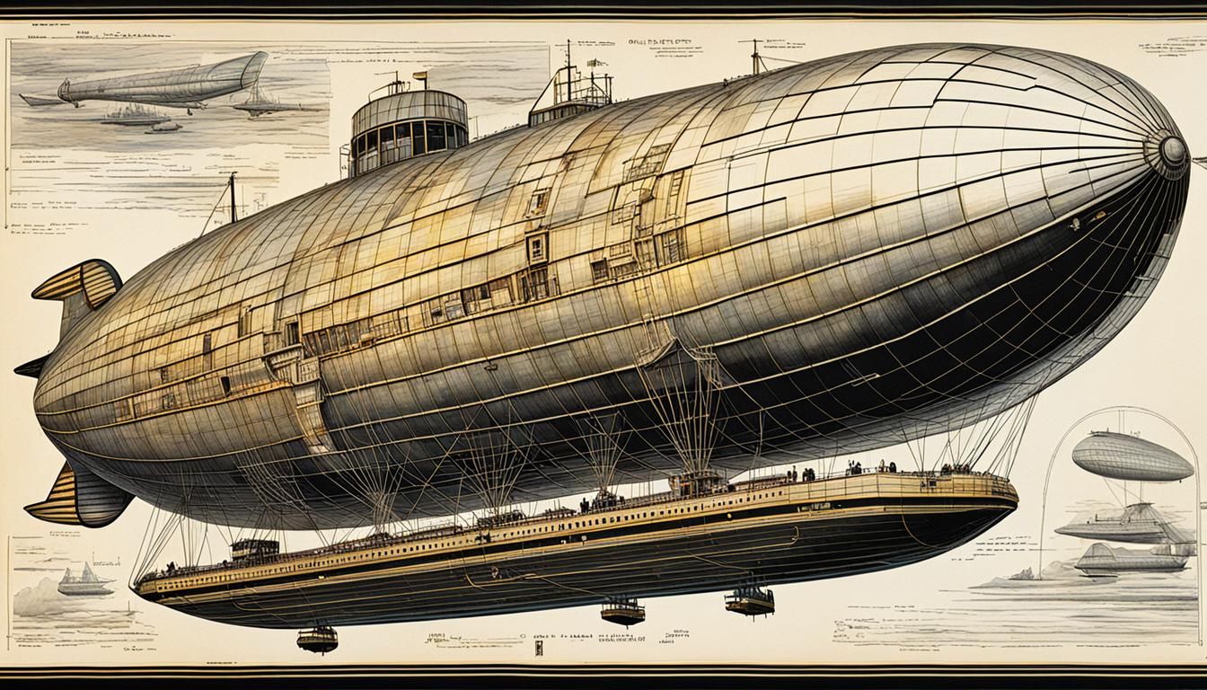 full page technical drawing, , hot Air, blimp, airship, Drawing of U.S ...