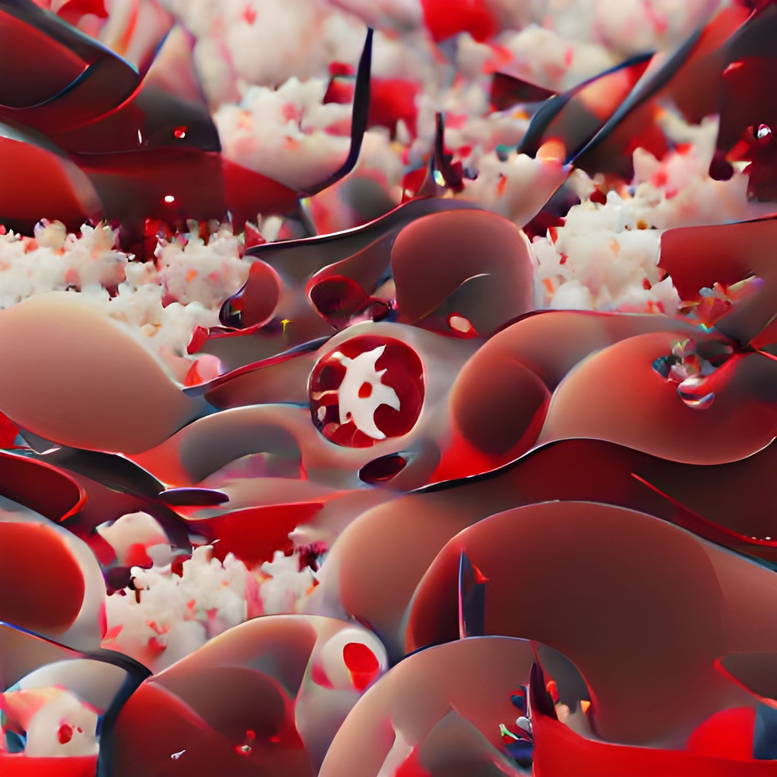 a sea of cartoonish blood cells, red, abstract, 8k