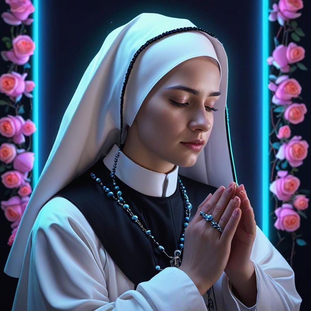 praying young nun