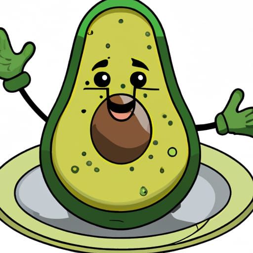 Cartoon shaped avocado smiling on a dish