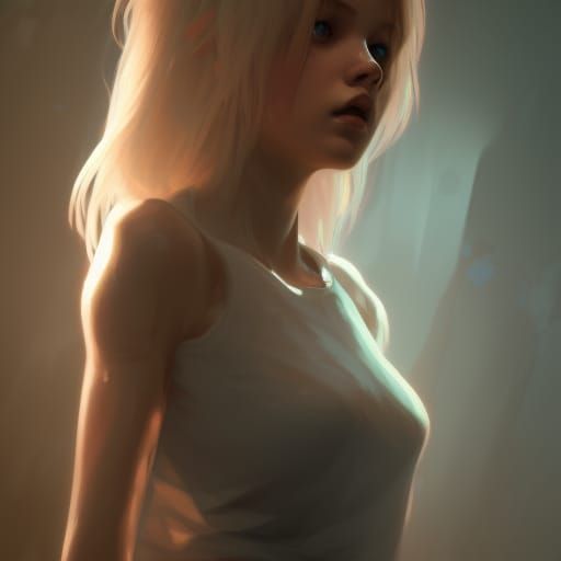 Hyperdetailed Portrait of Girl in Sewer, Digital Art