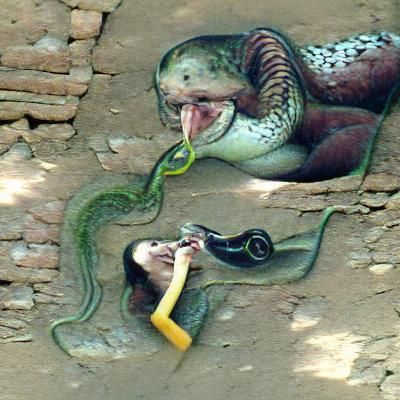 A snake eating a person