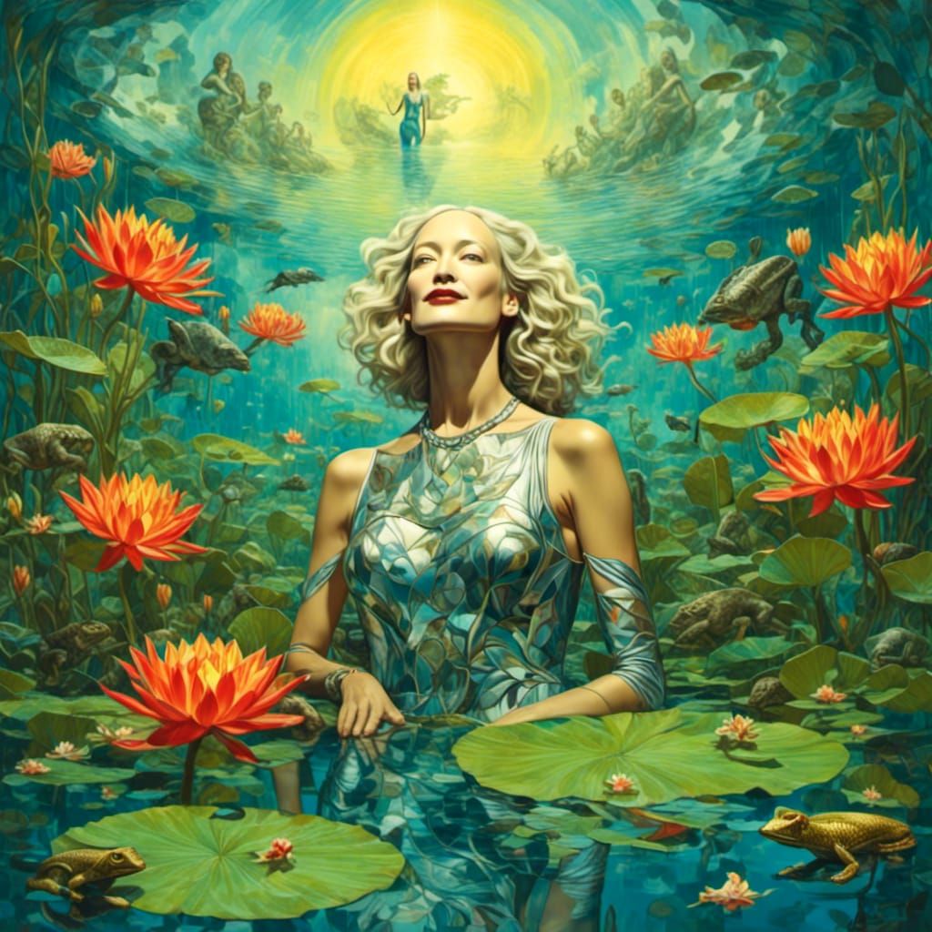 <lora:Viva:1.0> as a mermaid with long blond hair swimming i...