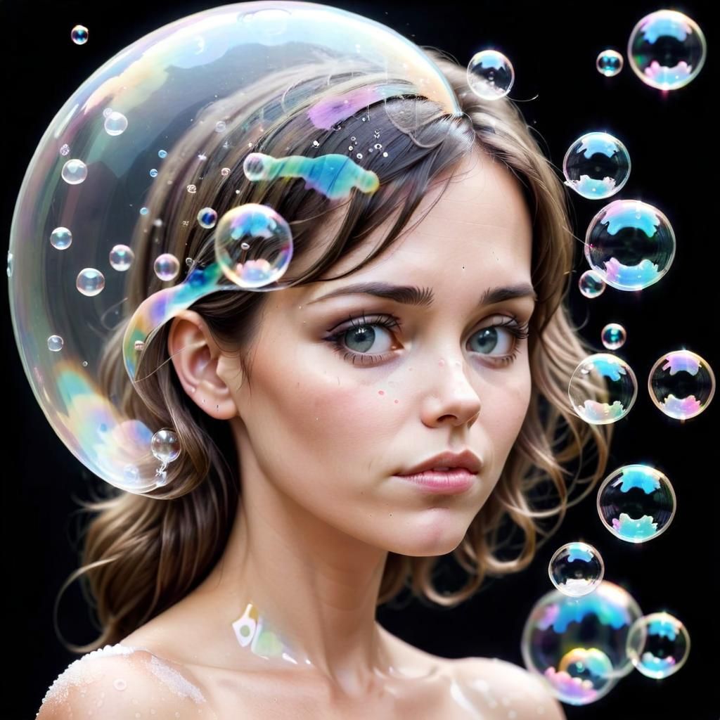 30 year old womanmade purely from soap bubbles 1.9 AI Generated