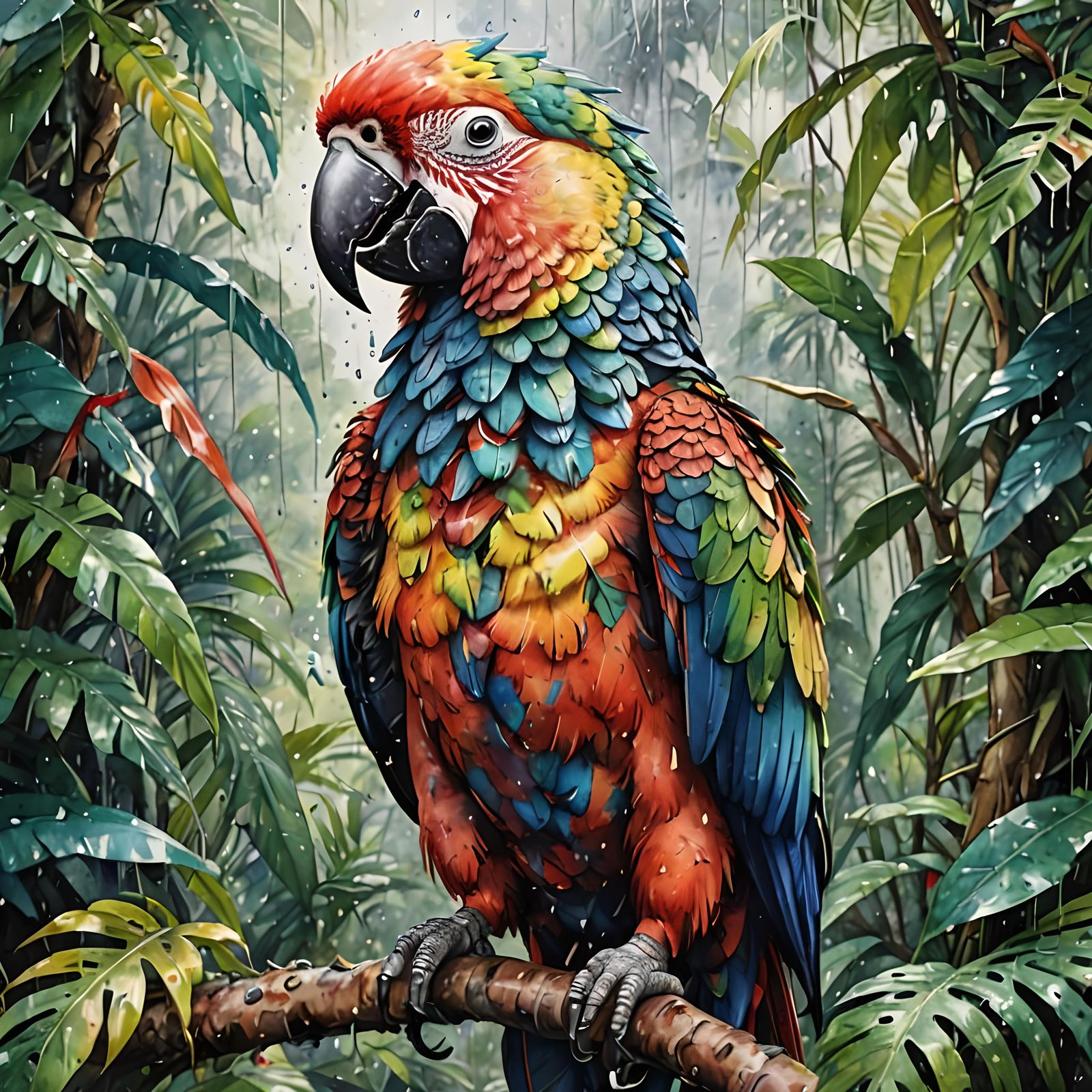 Bringing a splash of color to the rainforest, one feather at a time  by @Artificial Artistry