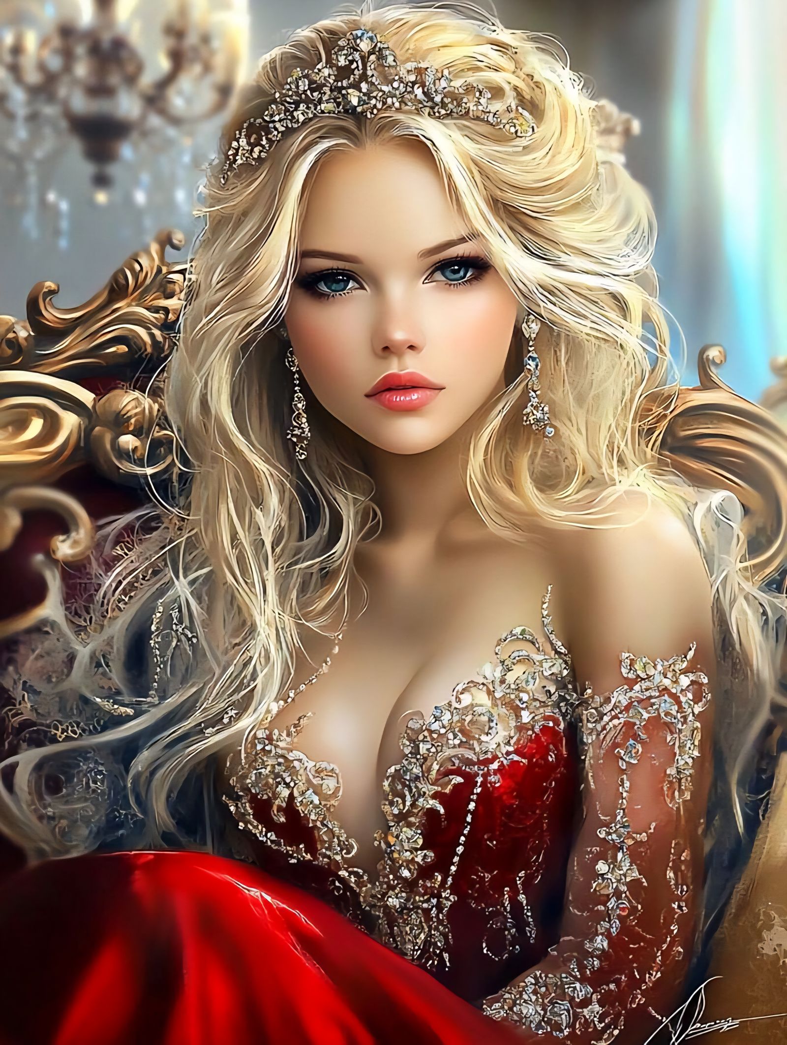 Прекрасная голубоглазая девушка, сидящая в кресле