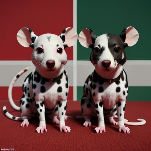Dalmatian mice in the style of Wes Anderson