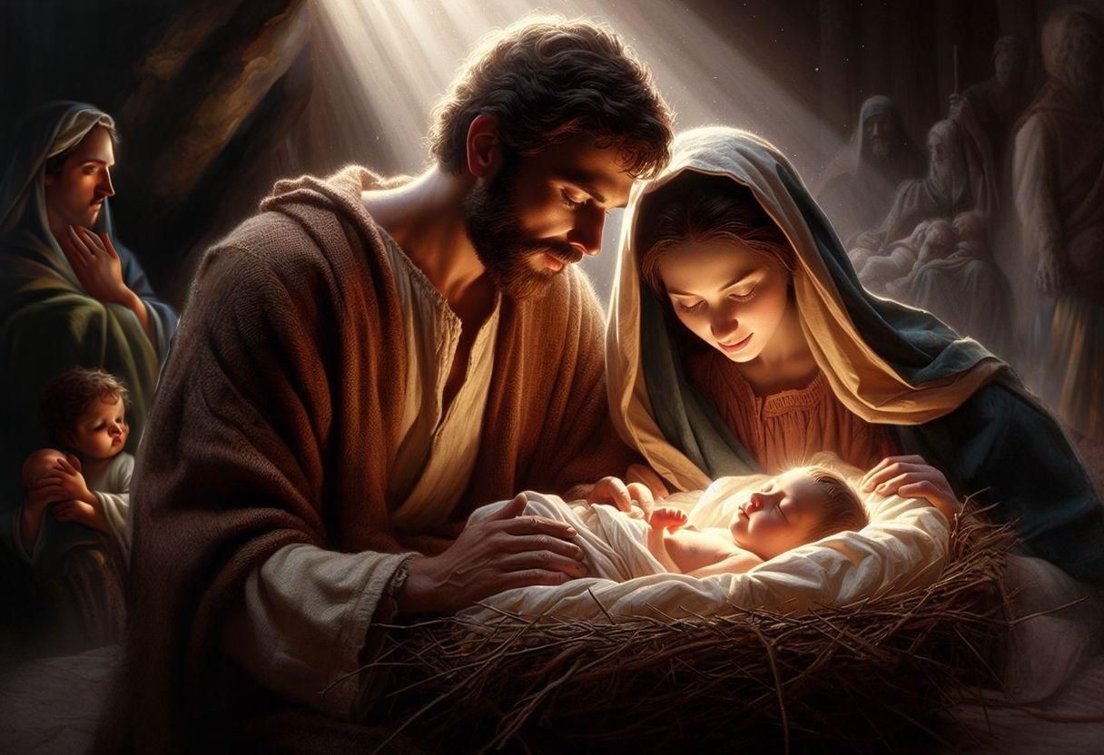 AR7x5-Joseph and Mary With The Newborn Jesus in a Manger -D3nCD-1617 ...