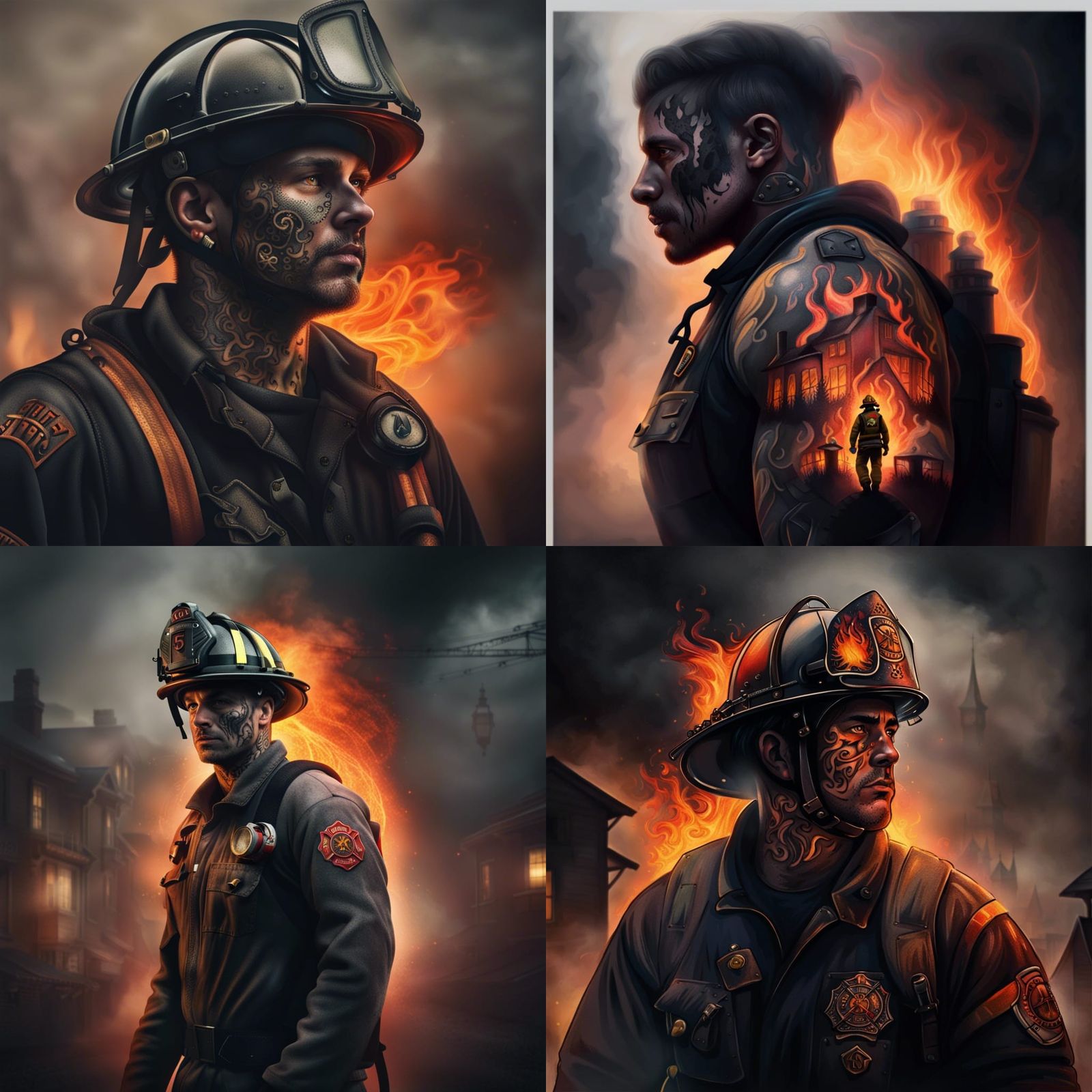 Firefighter with tattoo