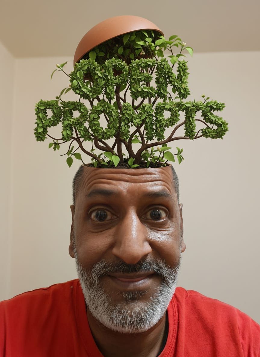 Man's Head Blooms With "Open Prompts" Plant