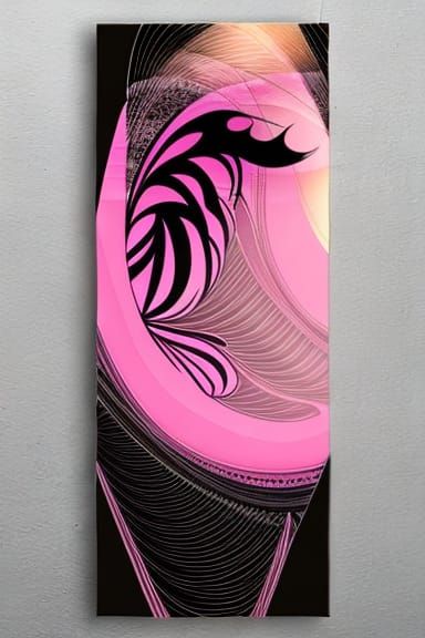 black and light pink art nouveau flowing abstract