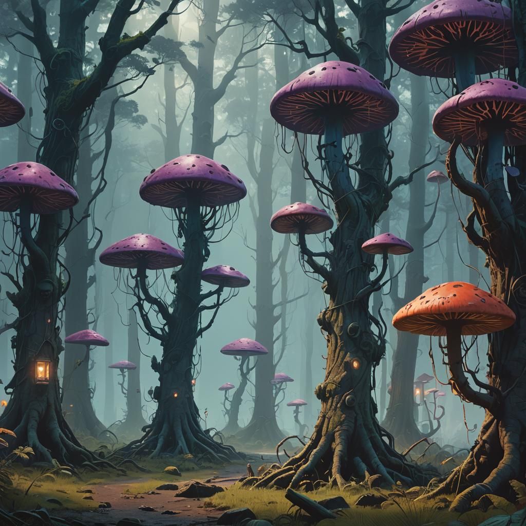 Magical Creatures March Through Mystical Forest