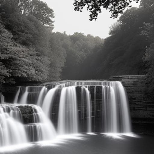 Vermillion Falls in Hastings, Minnesota with flour mill and trainyard