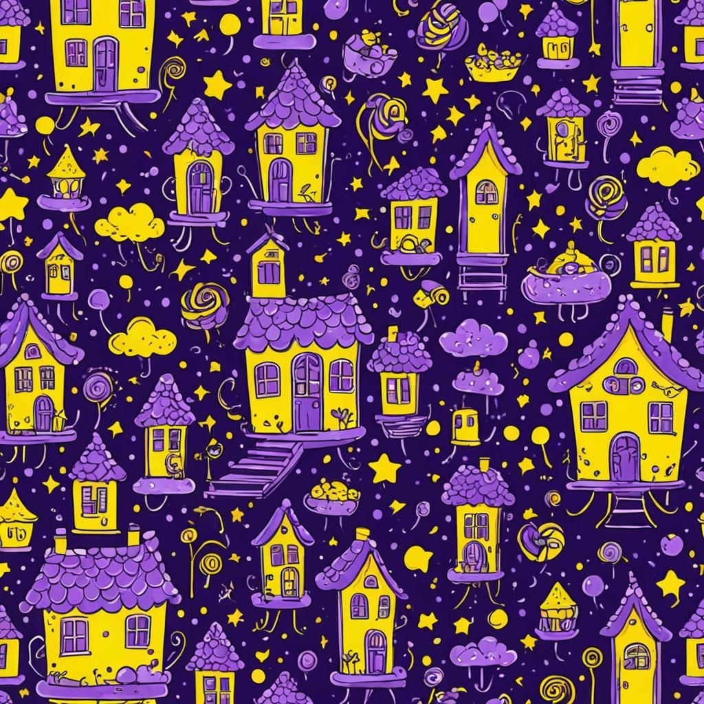 Purple and yellow houses
