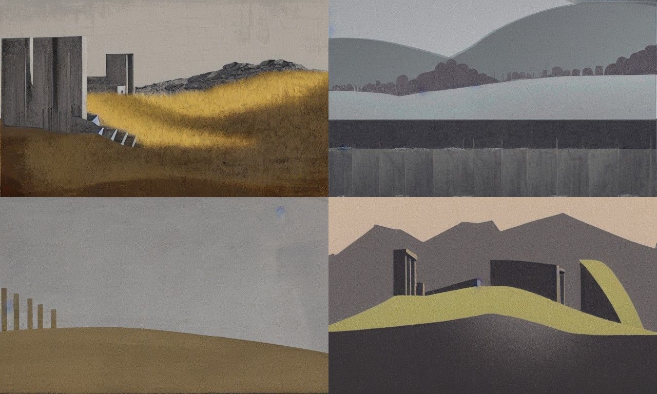 Landscape in the style of Brutalism