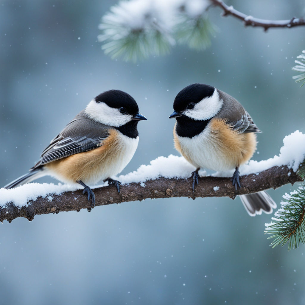 Chickadees on a branch