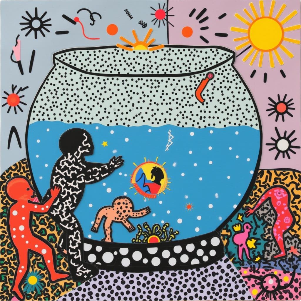 <lora:SPOTTY DOTTY:1.0> Fishbowl city