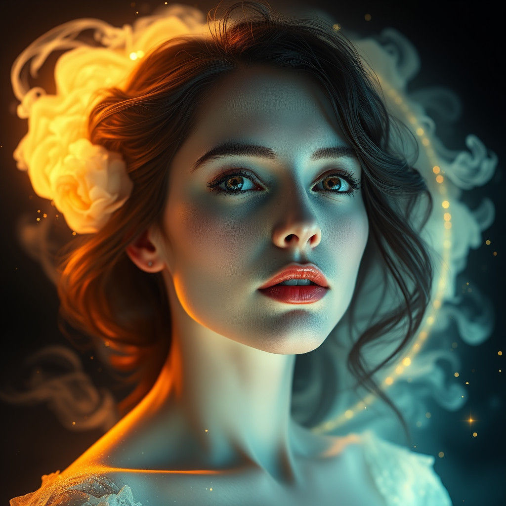 Ethereal Portrait with Luminescent Light and Stardust Aura