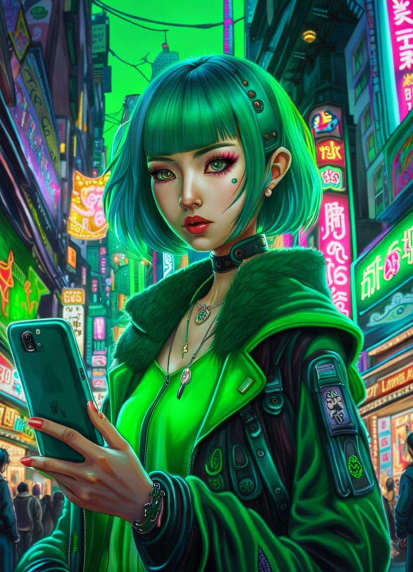 Neon In Green - Ai Generated Artwork - Nightcafe Creator