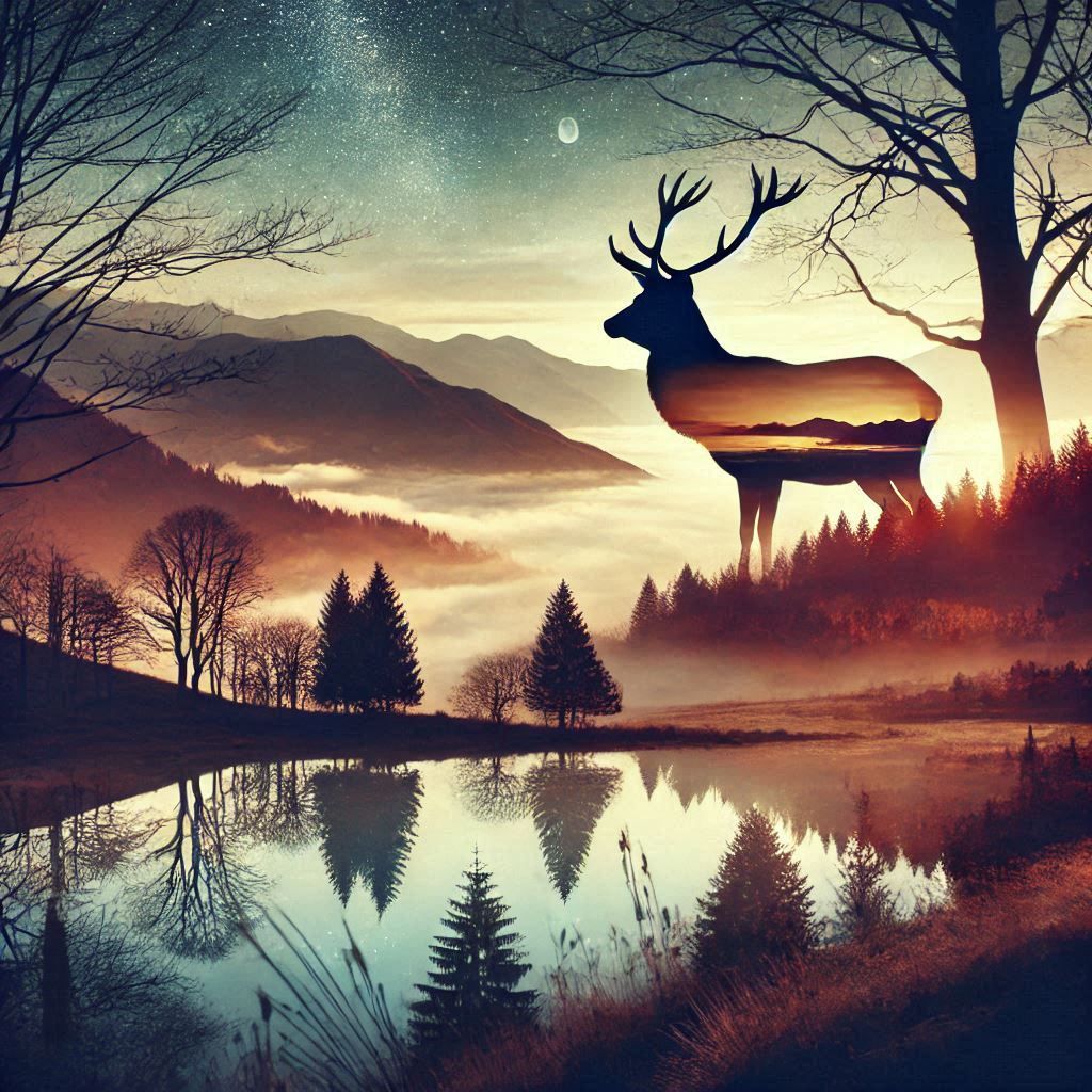 double exposure beautiful fantasy DALL-E 3 portrait landscape..