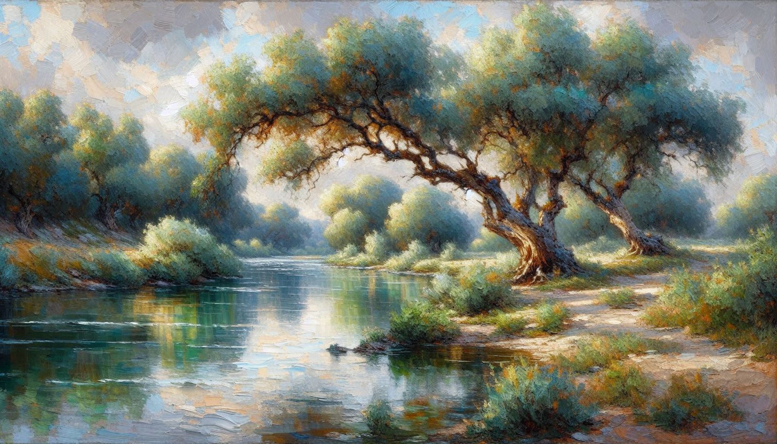 River landscape in Monet style