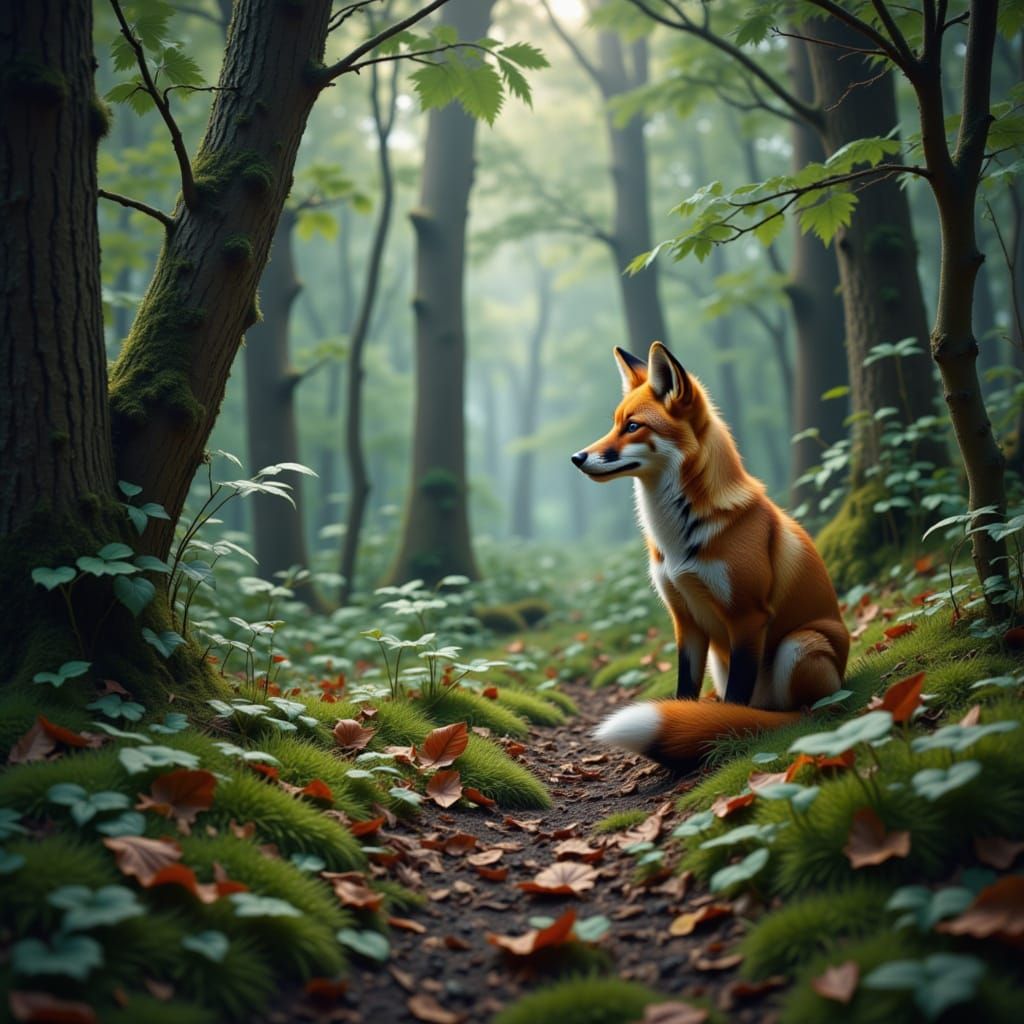 <lora:UltraPolish V1:1.0> a fox in a misty forest