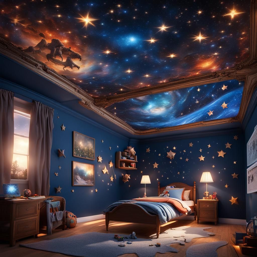 stars on the ceiling of child's bedroom  by @Tangled Serendipity