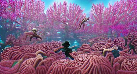 Swimming through alien coral