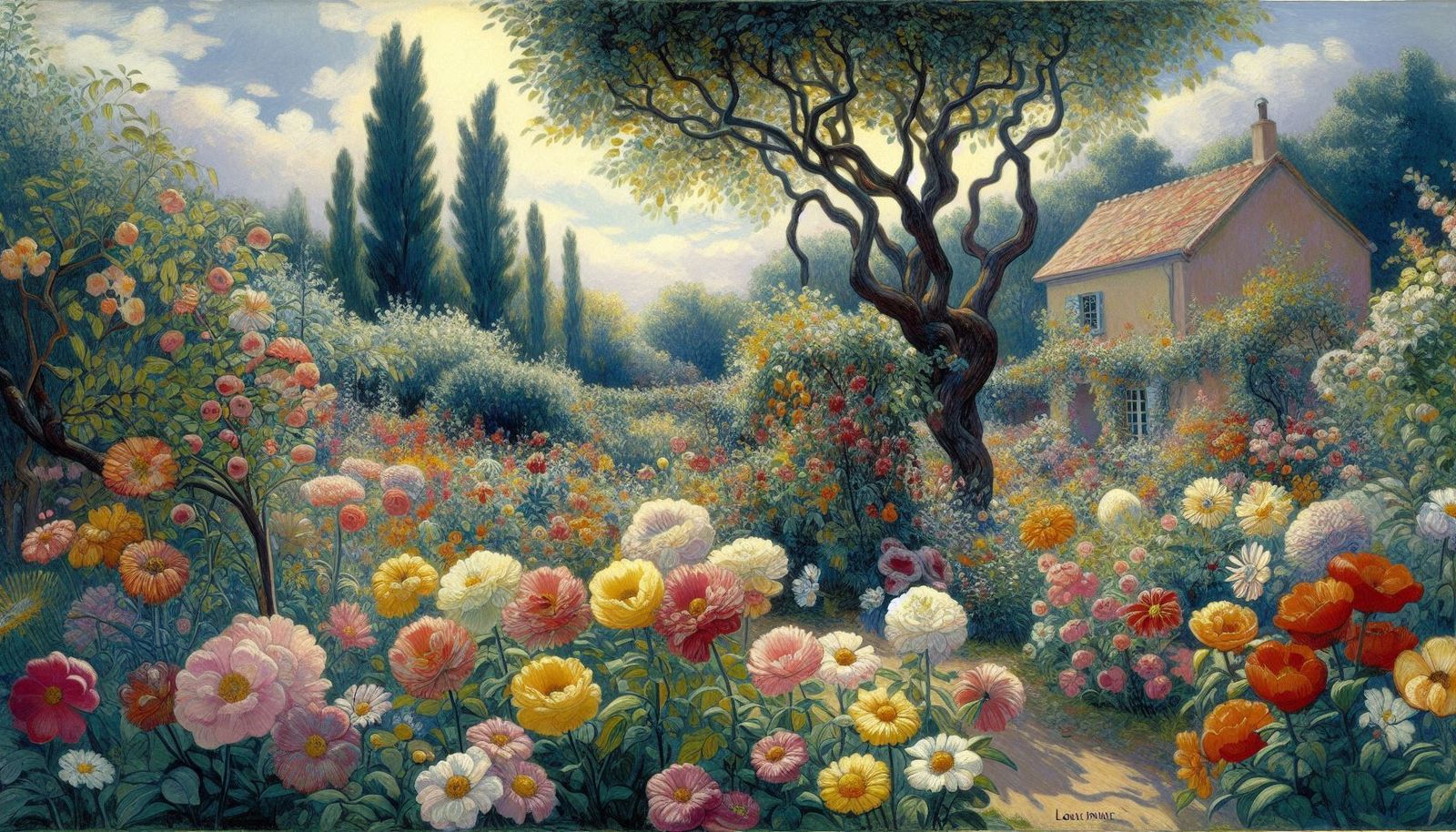 Toffoli and Rousseau, Flowers in a garden 2