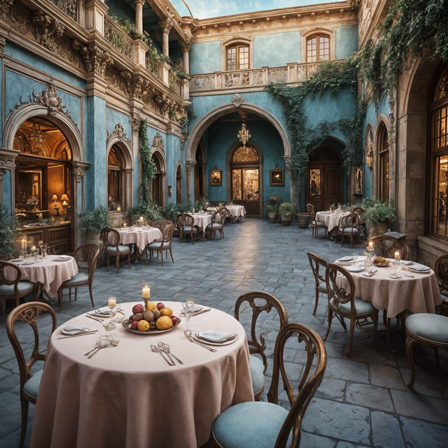 Baroque Cafe and Bakery in Stunning Digital Painting